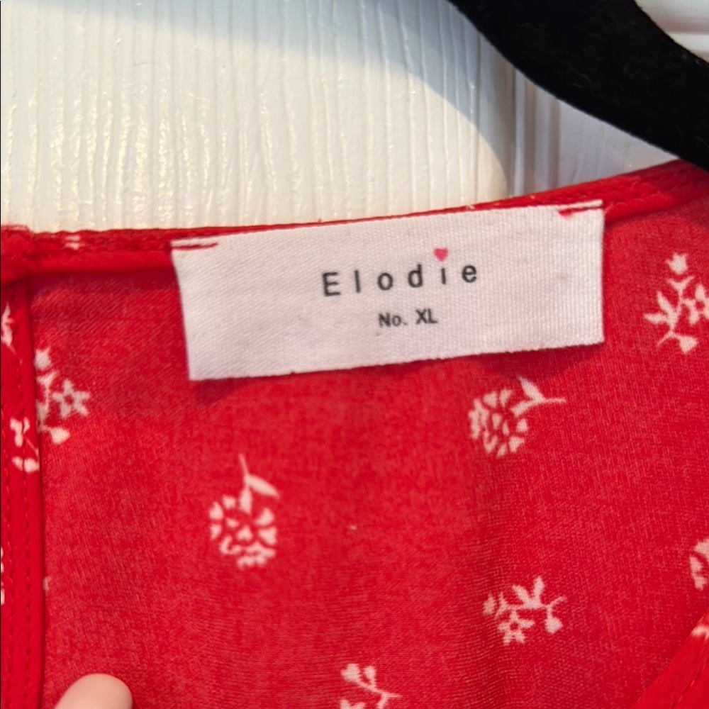 Elodie Red Blouse with White Floral Print - Picture 2 of 5